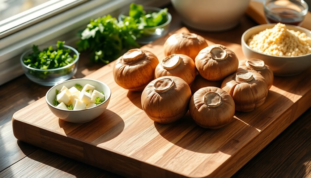 cleaning and slicing mushrooms