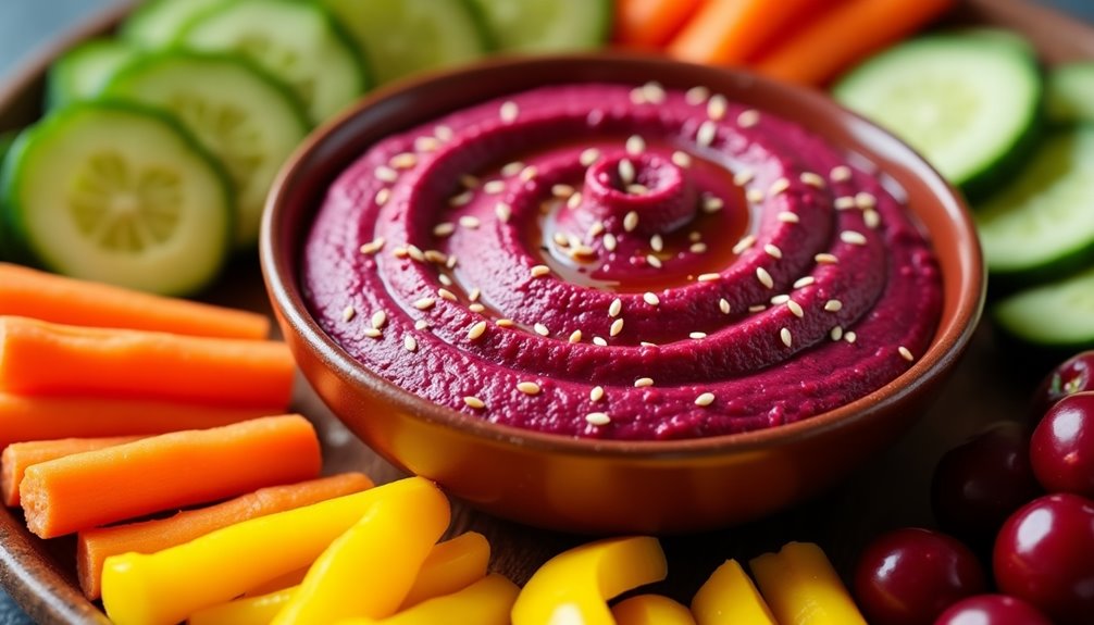 Beetroot Hummus With Veggies