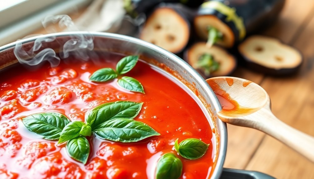 cooking homemade marinara sauce