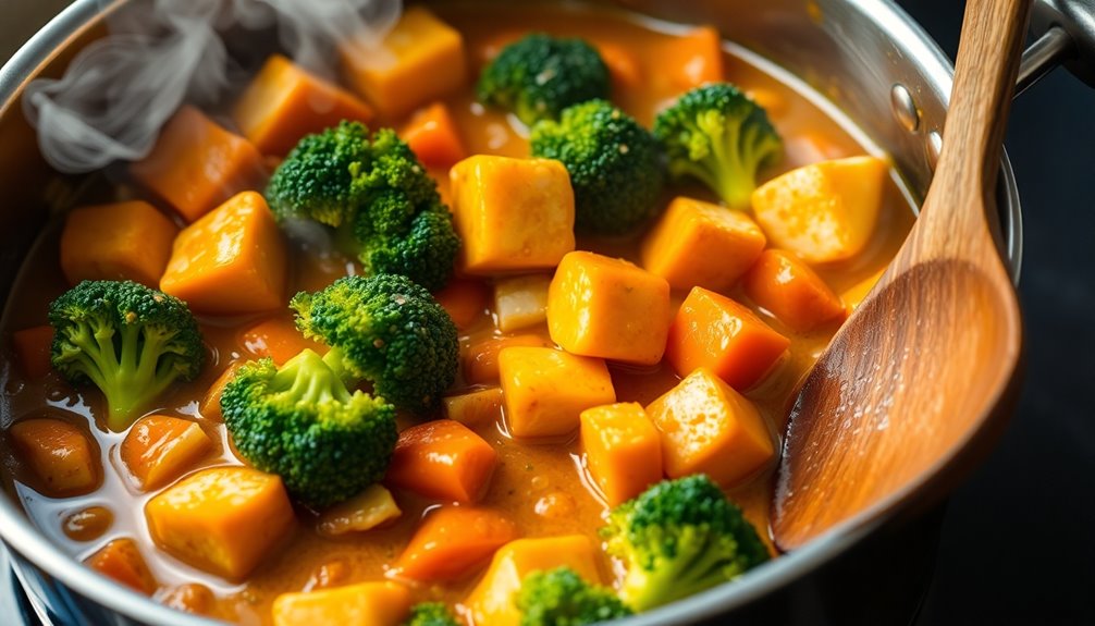 cooking vegetables on stove