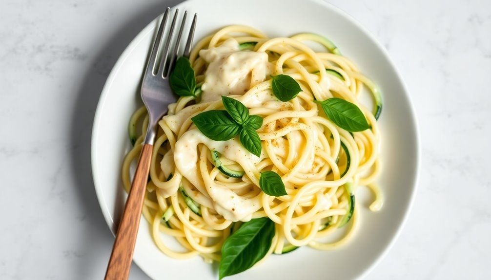 cooking zucchini noodles dish