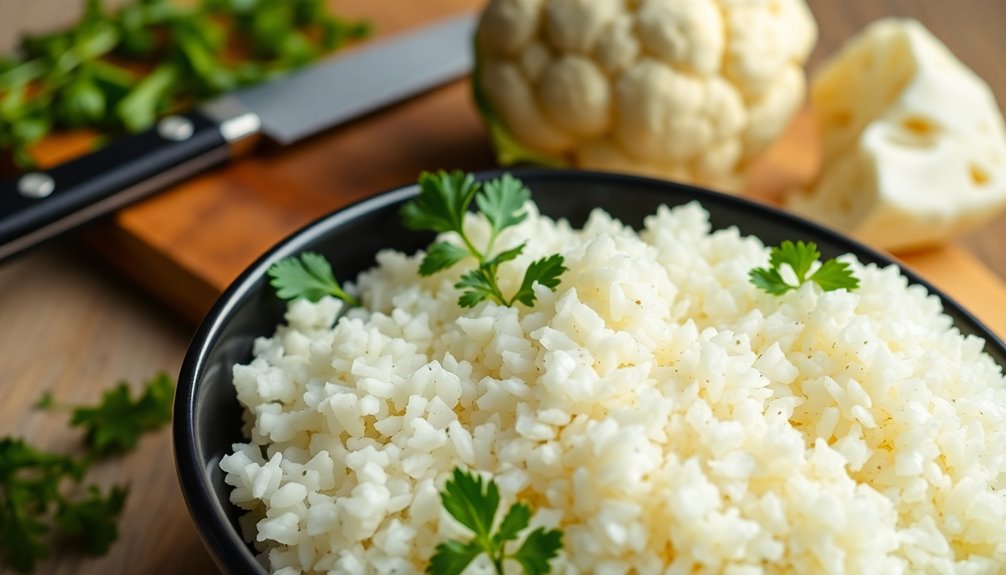 creating cauliflower rice recipe