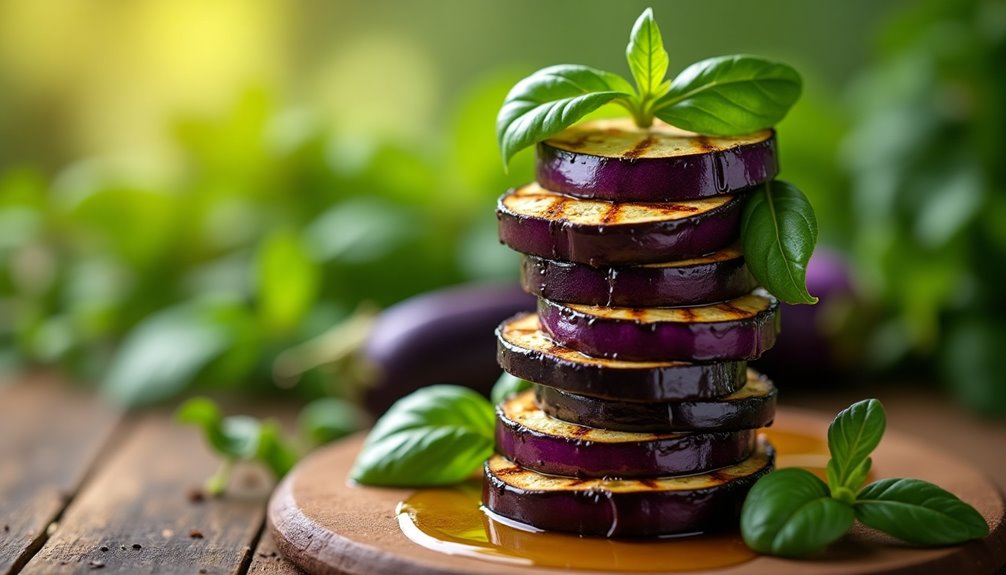 Grilled Eggplant and Zucchini Stack