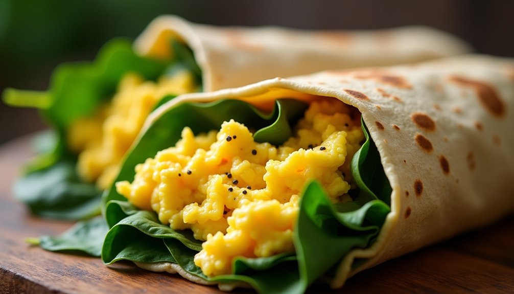 Scrambled Egg & Spinach Wraps