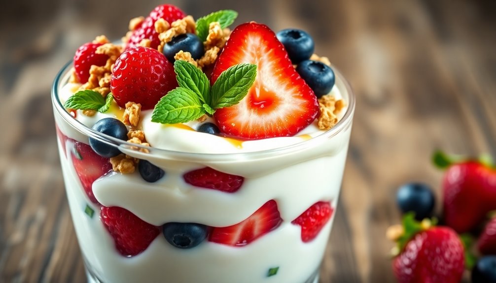 healthy breakfast with yogurt