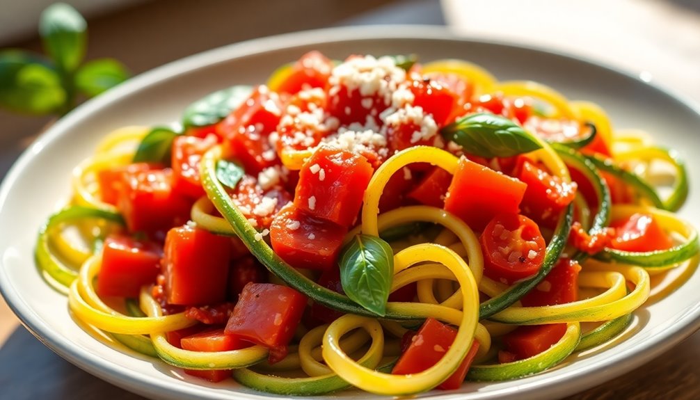 Zucchini Noodles With Tomato Basil Sauce