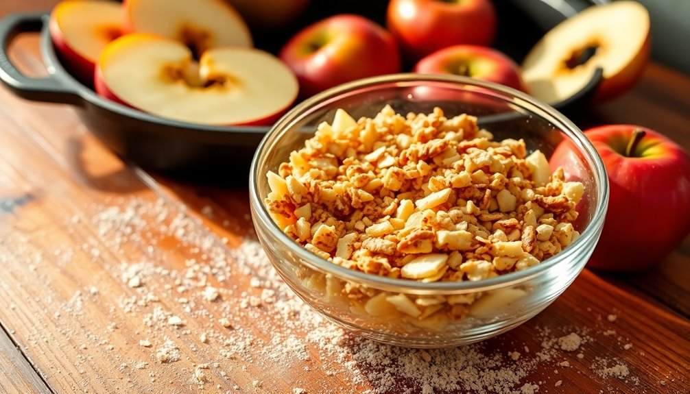 preparing a crunchy topping