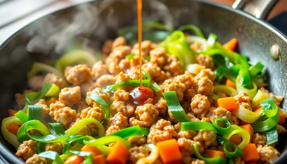 preparing ground turkey dish