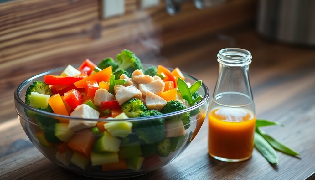 preparing homemade stir fry sauce