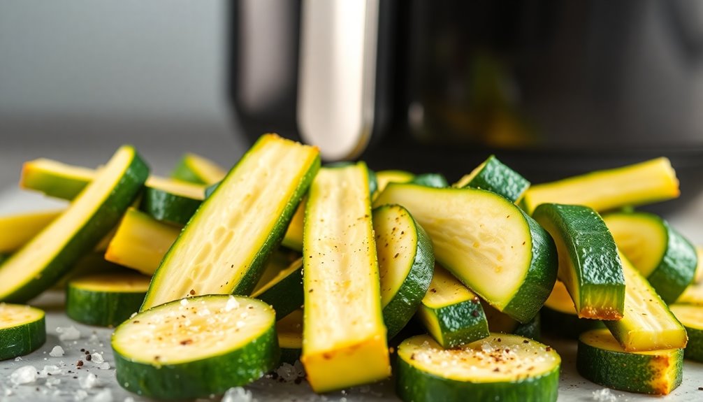 slicing fresh zucchini for cooking