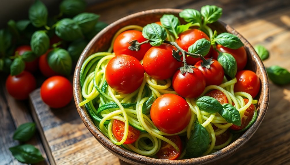 spiralizing fresh zucchinis raw