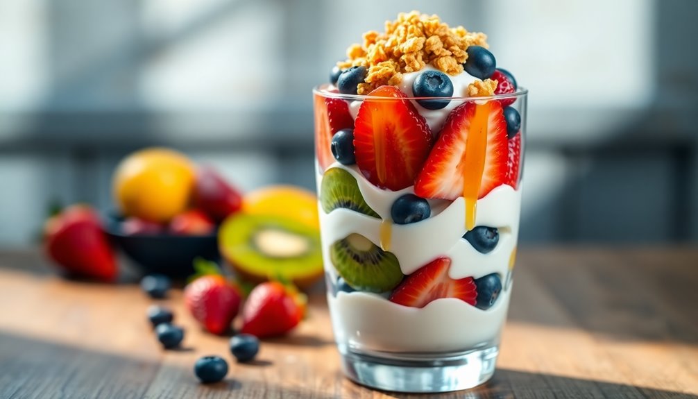 healthy breakfast with yogurt